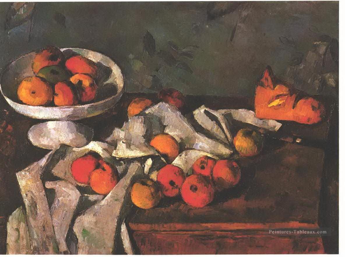 Nature morte avec un plat de fruits et des pommes Paul Cézanne Peintures à l'huile